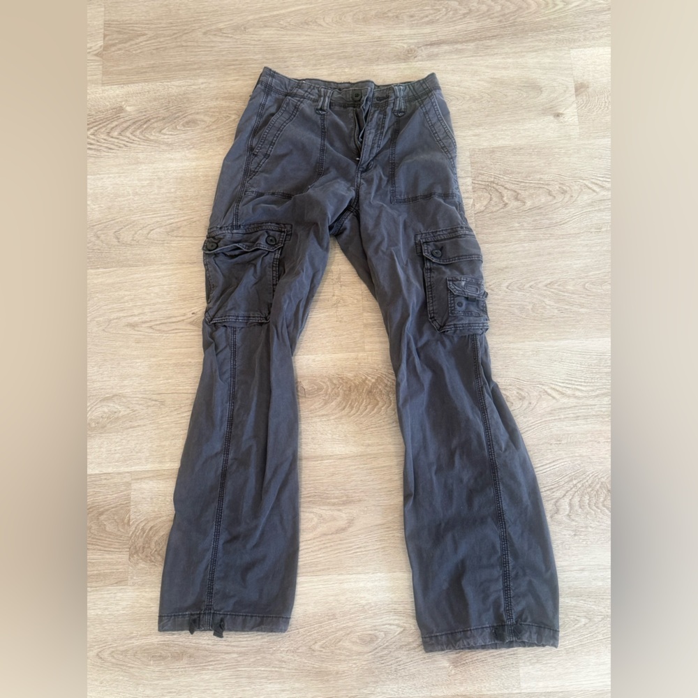 American Eagle Outfitters Gray Relaxed Fit Jeans with Ruching